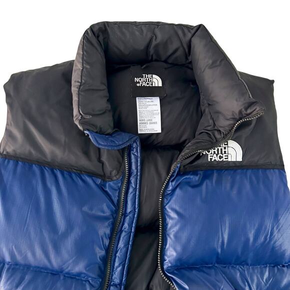 Vintage The North Face 700 Nuptse Down Puffer Vest Blue Black Y2K Streetwear LG - Picture 8 of 16